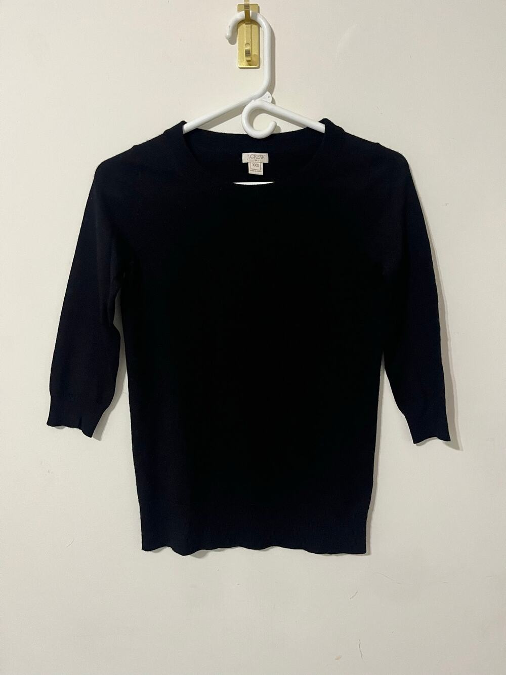 J. Crew 100% Merino Wool Blck Crewneck Sweater Sz XXS
